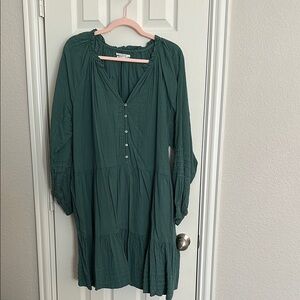 Anthropologie Green Button-Down Dress